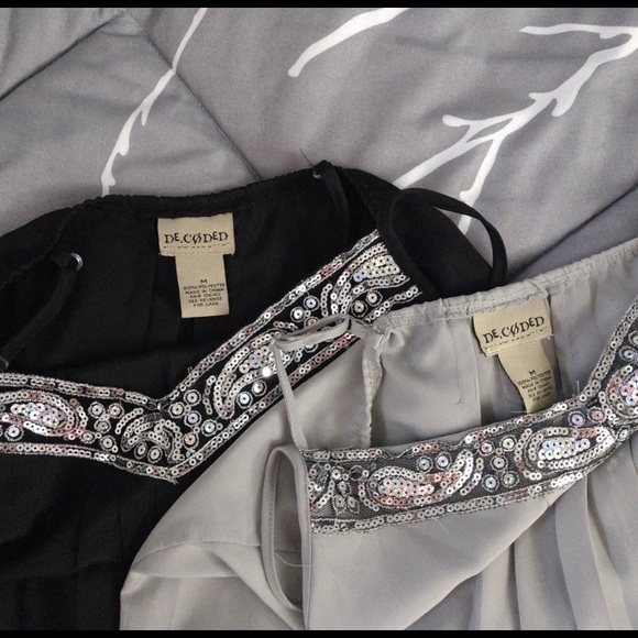 2 Decoded Silky Sequin Blouse Tanks M New - Picture 7 of 7